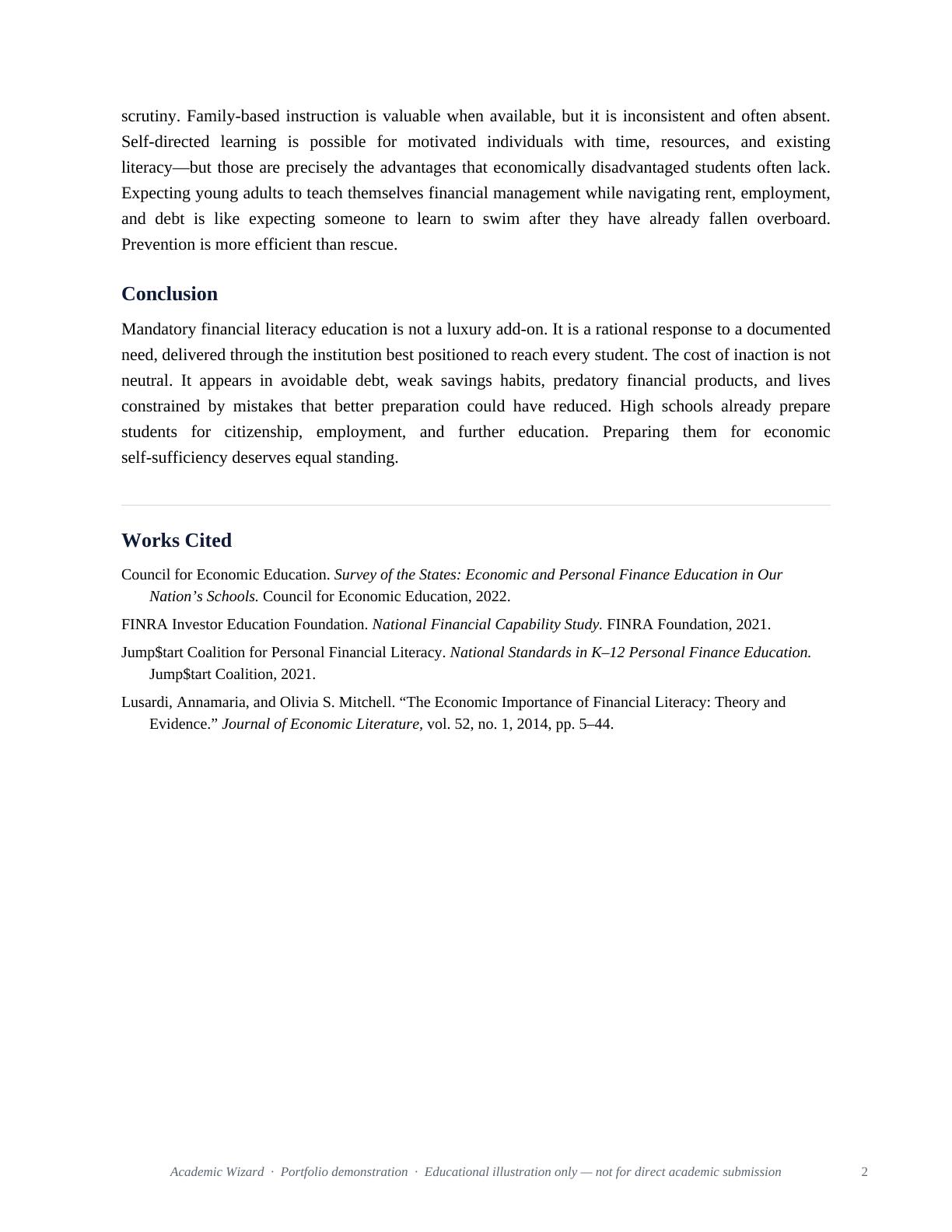 The Case for Mandatory Financial Literacy Education in American High Schools PDF preview page 2