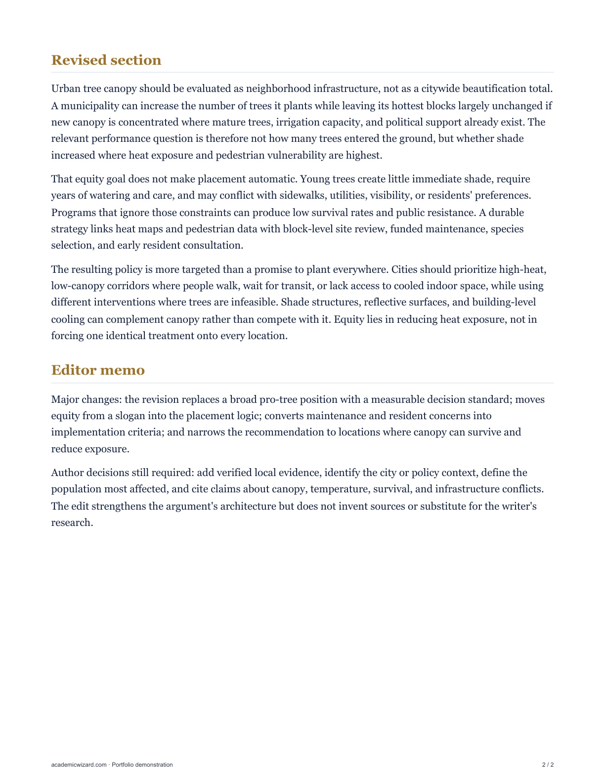 Urban Tree Canopy and Heat Resilience: Developmental Academic Editing and Structure Review PDF preview page 2