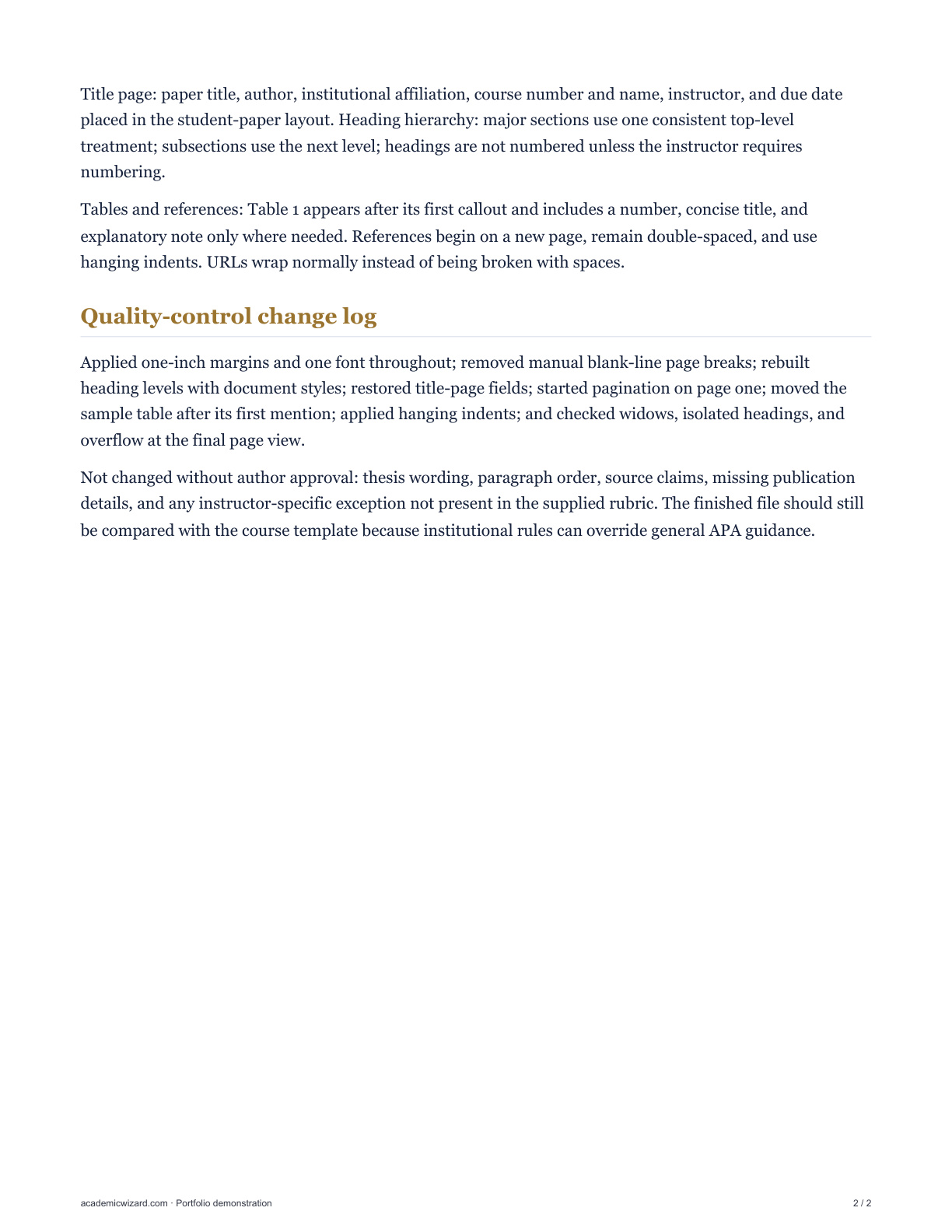 APA 7 Student Paper Formatting Audit PDF preview page 2