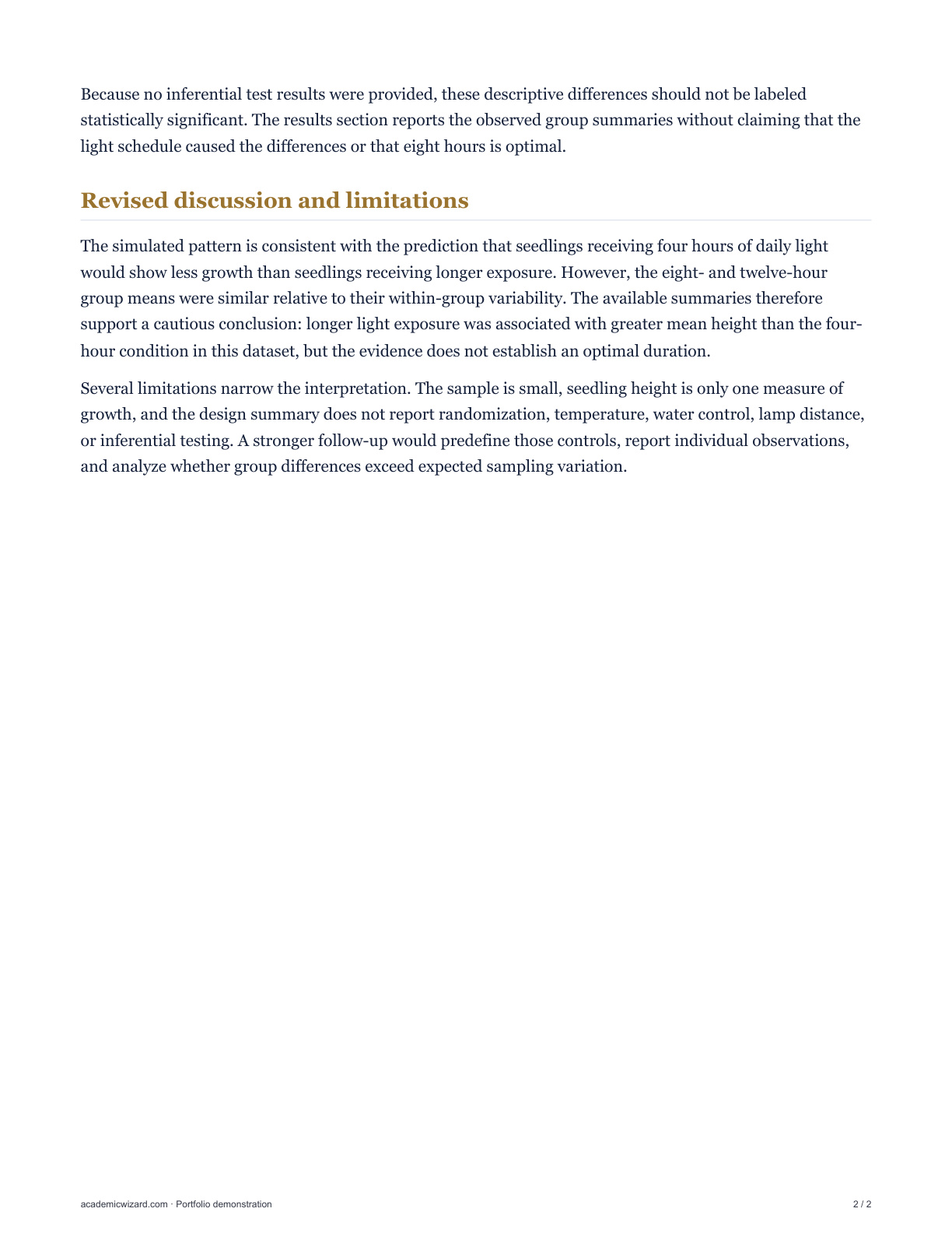 Light Exposure and Radish Seedling Growth: Lab Report Review PDF preview page 2