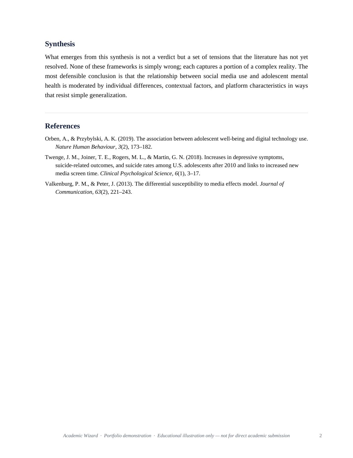 Social Media Use and Adolescent Mental Health: A Synthesis of Competing Frameworks PDF preview page 2