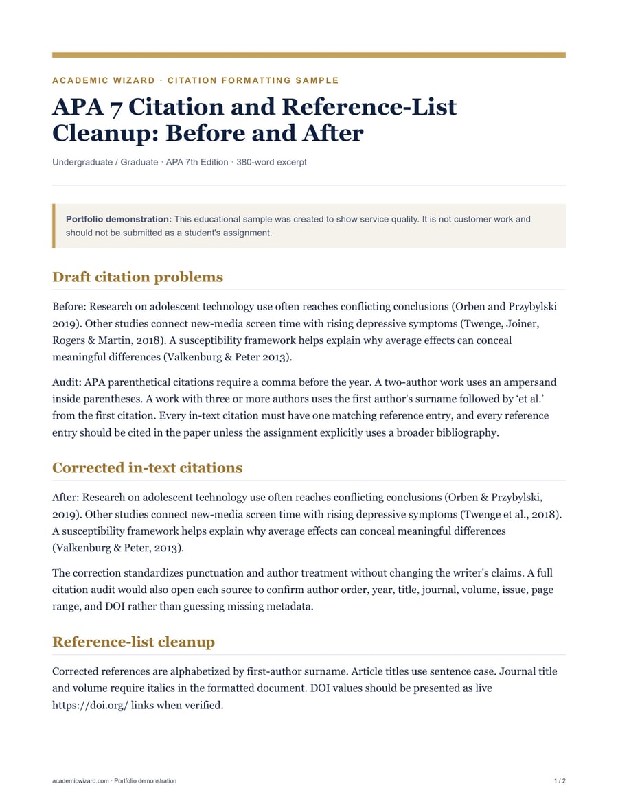 Citation & Source Audit sample preview