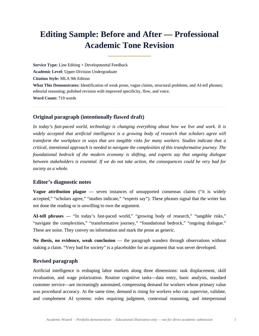 Line Editing + Developmental Feedback sample preview