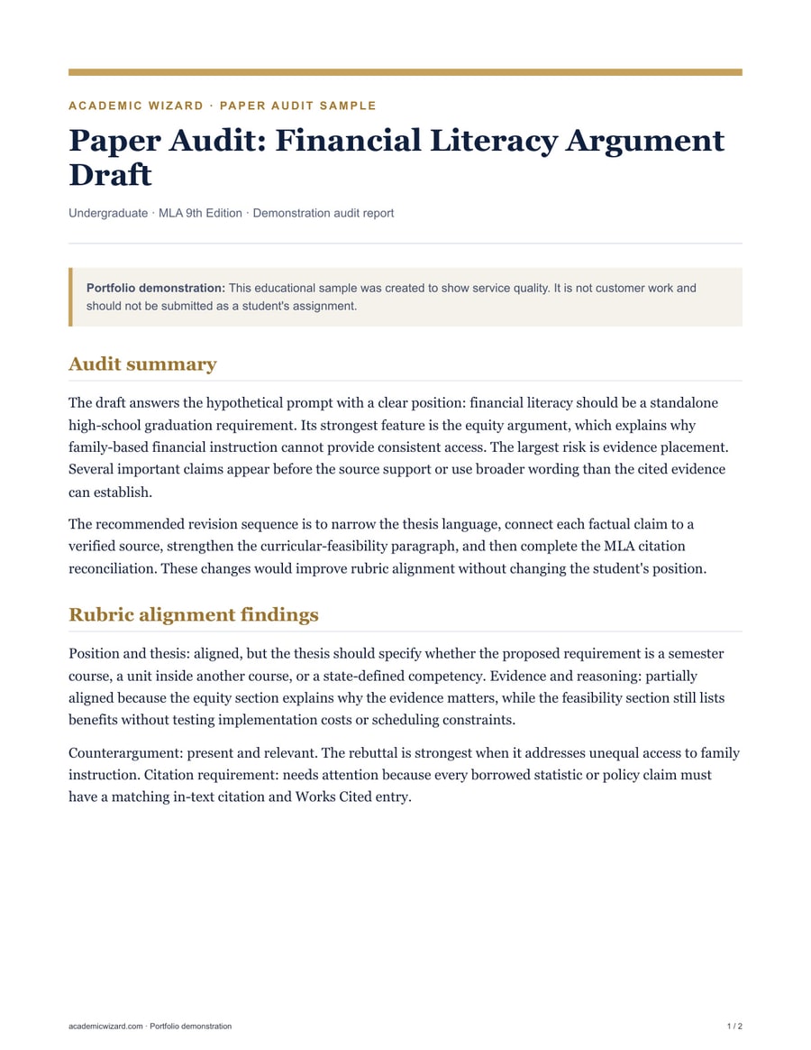 Paper Audit — Submission Readiness Check sample preview