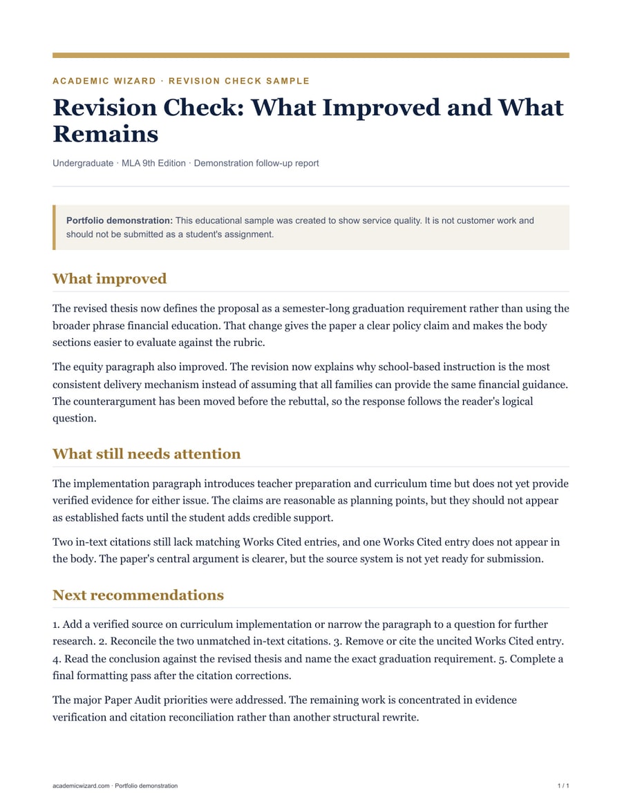 Revision Check sample preview