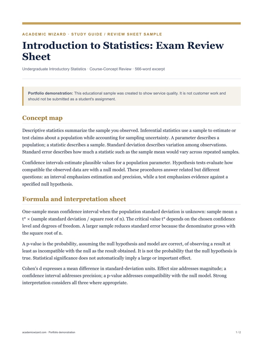 Study Material Development sample preview